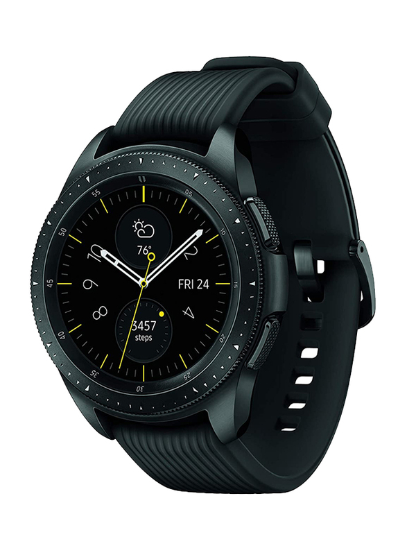 Samsung Galaxy R810 42mm Smartwatch, GPS, Midnight Black Stainless Steel Case with Black Band