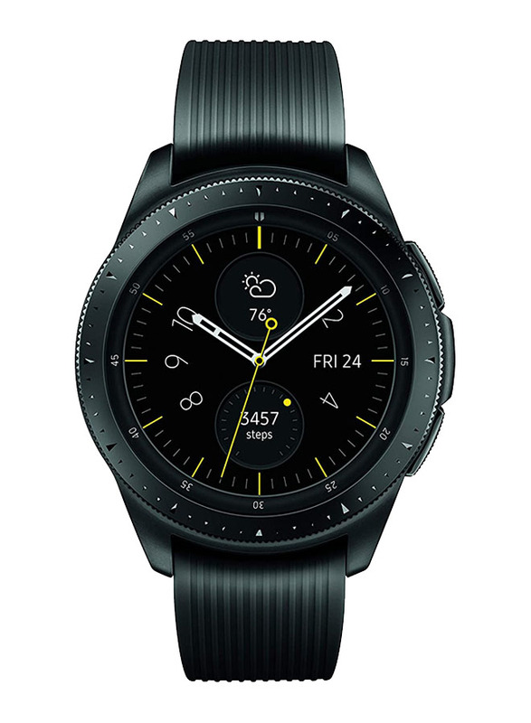 Samsung Galaxy R810 42mm Smartwatch, GPS, Midnight Black Stainless Steel Case with Black Band