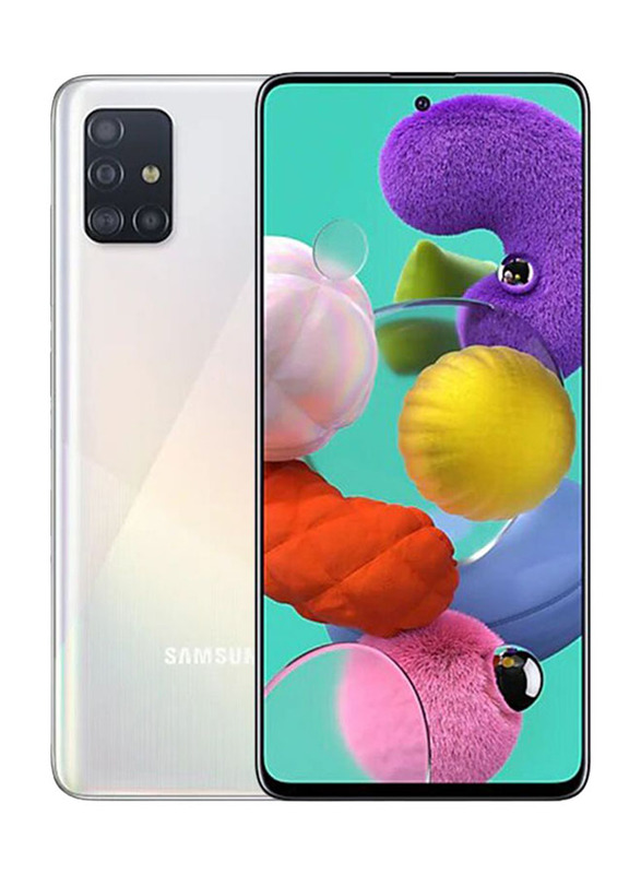 Samsung Galaxy A51 128GB Prism Crush White, 6GB RAM, 4G LTE, Dual Sim Smartphone, UAE Version