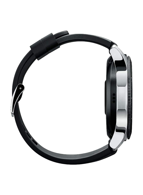 Samsung Galaxy R800 46mm Smartwatch, GPS, Silver Stainless Steel Case with Black Band