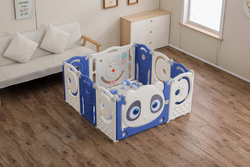Rainbow Toys Colorful Sweet Baby Playpen Plastic Activity Center, 10 Panels, Blue/White