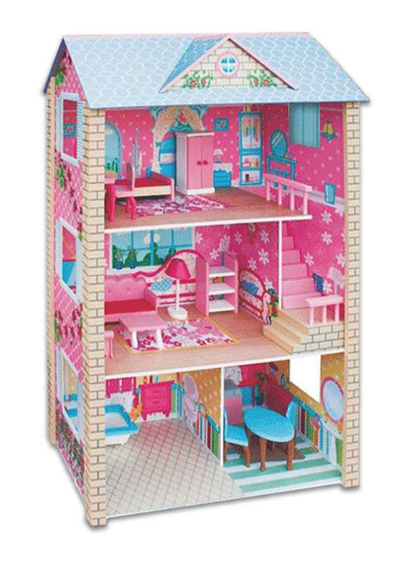 Rainbow Toys Realistic 3D Wooden Doll House DIY Toy Kit with Furniture's Birthday Gift for Girls, RW-17575, Ages 4+