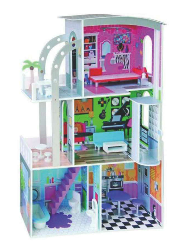 Rainbow Toys Realistic 3D Wooden Doll House DIY Toy Kit with Furniture's Birthday Gift for Girls, RW-17553, Ages 4+
