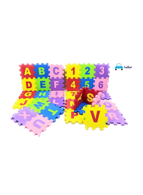 Rainbow Toys 36-Piece Alphabets and Number Puzzle Foam Mat Set, B07NX15BY8, Multicolor