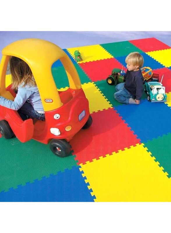 Rainbow Toys 4-Piece Exercise Play Puzzle Plain Rubber Mat Set, 60cm, Multicolor