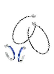 Avon 2-Piece Hello Sailor Hoop Earrings Set for Women, Black/Blue