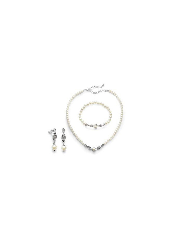 Avon 3-Piece Amaryn Jewellery Gift Set for Women, with Bracelet, Earrings and Necklace, White