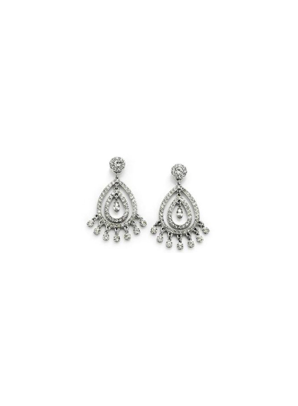 Avon Miya Metal Drop Earrings for Women, with Glass Stones, Silver