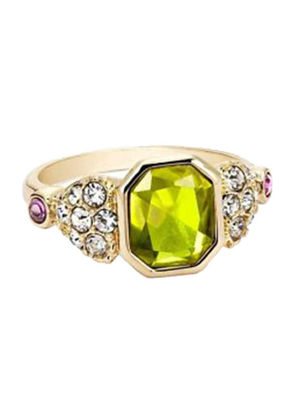 Avon Spark Surprise Fashion Ring for Women, with Diamond Stone, Green/Gold, Size 6