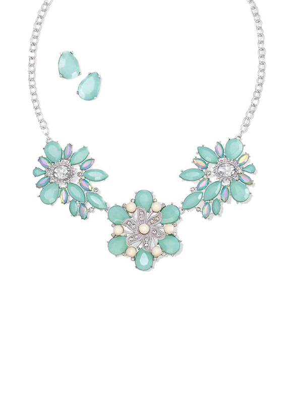 

Avon Alice Bib Necklace for Women, Silver/Turquoise