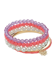 Avon Kelsey Beaded Bracelet Set for Women, with Acrylic Beads, Pink/Purple/White