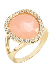 Avon Lara Rose Fashion Ring for Women, with Diamond Stones, Gold/Pink, Size 8