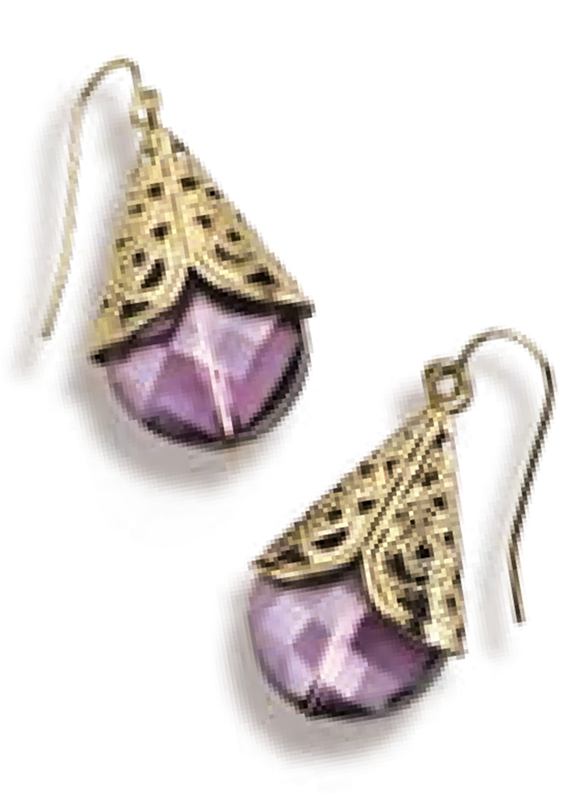 Avon Katerina Hoop Earrings for Women with Diamond, Purple/Gold