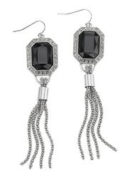 Avon Tassel Hoop Earrings for Women, with Diamond, Silver/Black