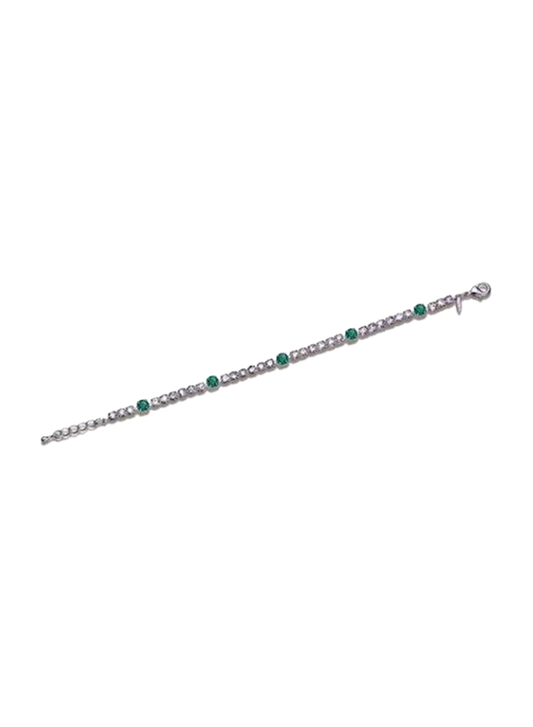 

Avon Khimberly Sapphire Look Chain Bracelet for Women, Silver/Green