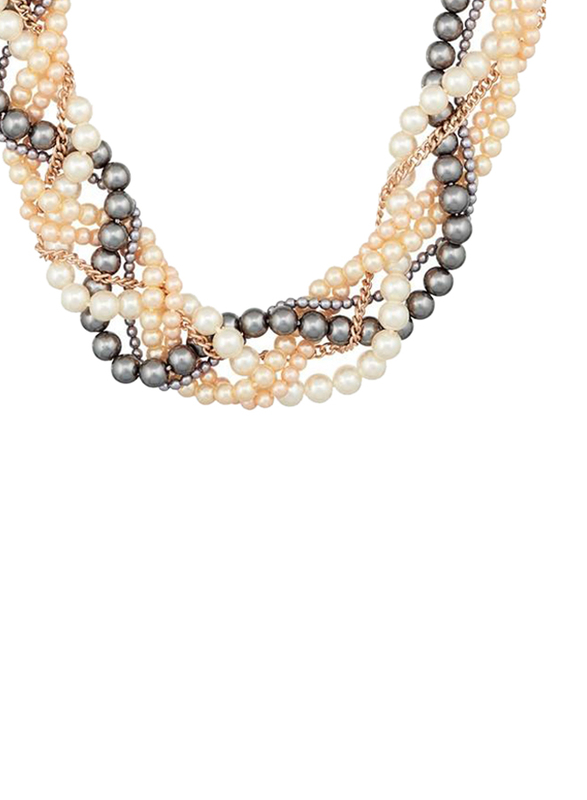 

Avon Olivia Plaited Pearl Necklace for Women, Gold/White/Black