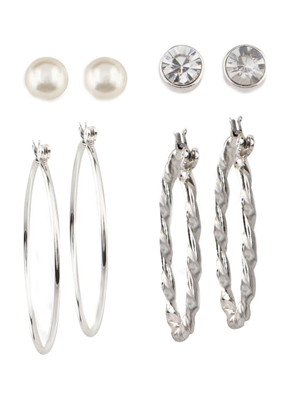 Avon Brooklyn Silver Plated Earring Set for Women, with Pearl, Silver