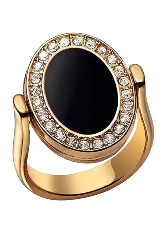 Avon Sydney Flip Fashion Ring for Women, with Diamond Stone, Black/Gold, Size 6