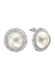 Avon Rubin Stud Earrings for Women, White/Silver