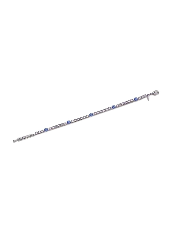 Avon Khimberly Emrald Look Chain Bracelet for Women, Silver/Blue