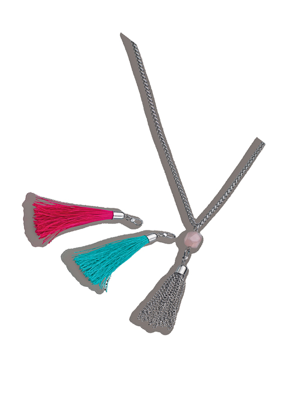 

Avon 2-Piece Caitlyn Fringe Necklace for Women with Fringe Earrings, Silver/Pink