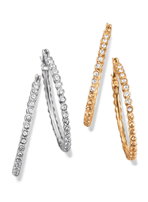 Avon 2-Piece Dancing Shimmer Hoop Earrings Set for Women, Gold/Silver
