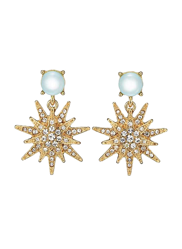 Avon Starburst Drop Earrings for Women, Gold/White