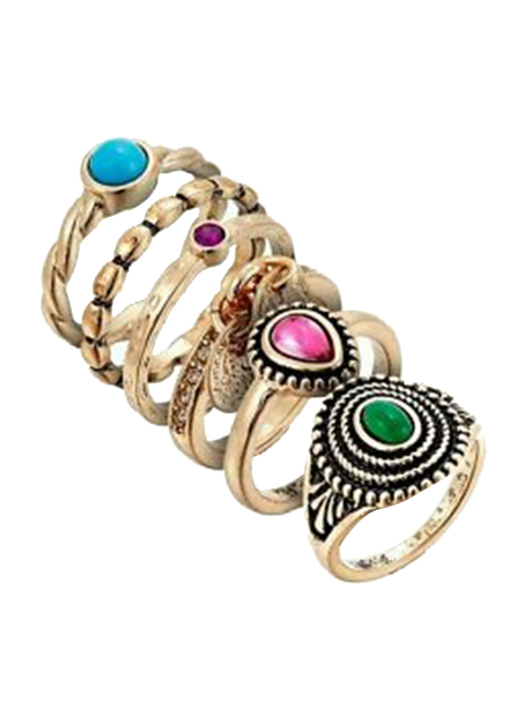 Avon 5-Piece Enya Ring Set for Women, Gold, Sizes 3/4/6/7/8/9