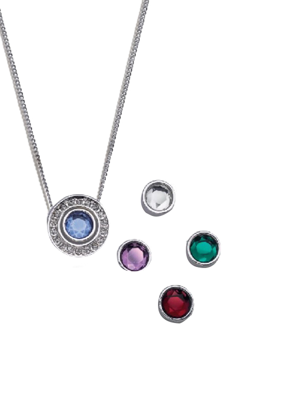 

Avon Ivey Beau Interchangeable Pendant Necklace for Women, with 4 Stones, Silver