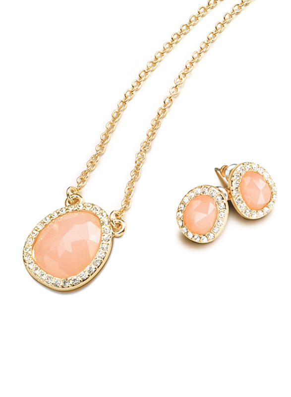 Avon 2-Piece Lara-Rose Jewellery Gift Set for Women, with Pendant Necklace and Earrings, Orange/Gold