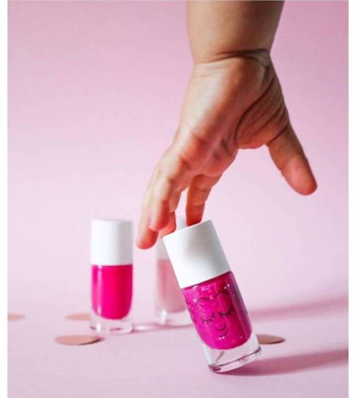 Nailmatic Kids Water Based Nail Polish, 8ml, Sheepy Raspberry Glitter, Pink