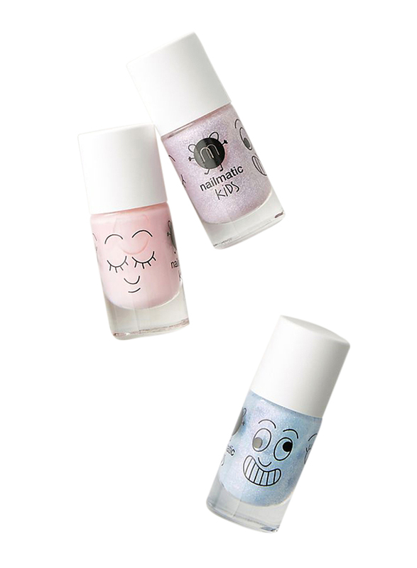Nailmatic Kids 3-Piece Mermaid Water Based Nail Polish Set, 3 x 8 ml, Bella/Elliot/Merlin, Multicolor