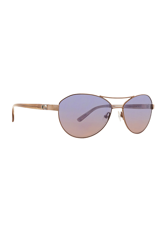 Badgley Mischka Elena Full Rim Aviator Rose Gold Sunglasses for Women, Purple Lens, 58/15/140