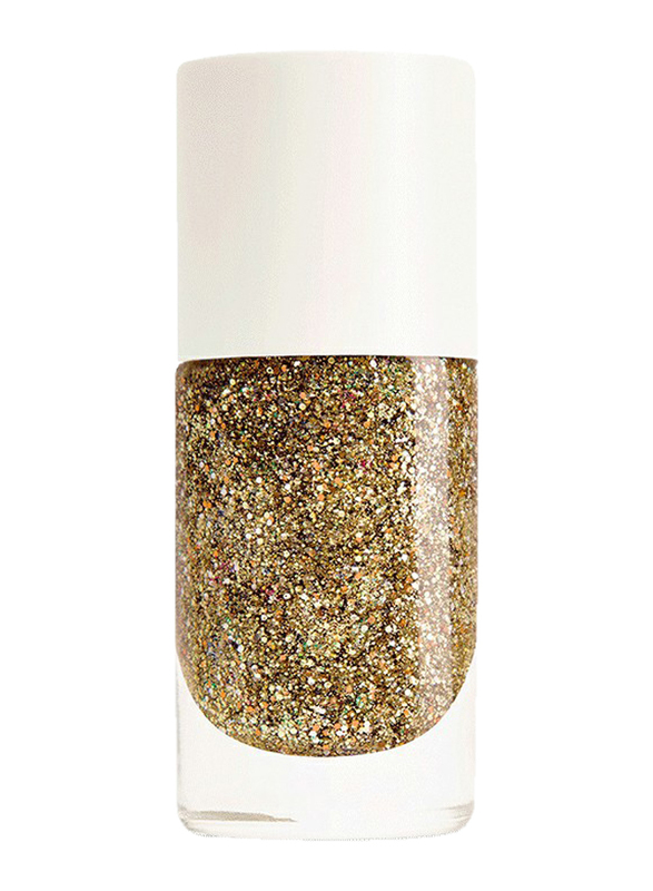 Nailmatic Pure Color Plant-Based Nail Polish, 8ml, Bonnie Rose Gold Glitter, Gold