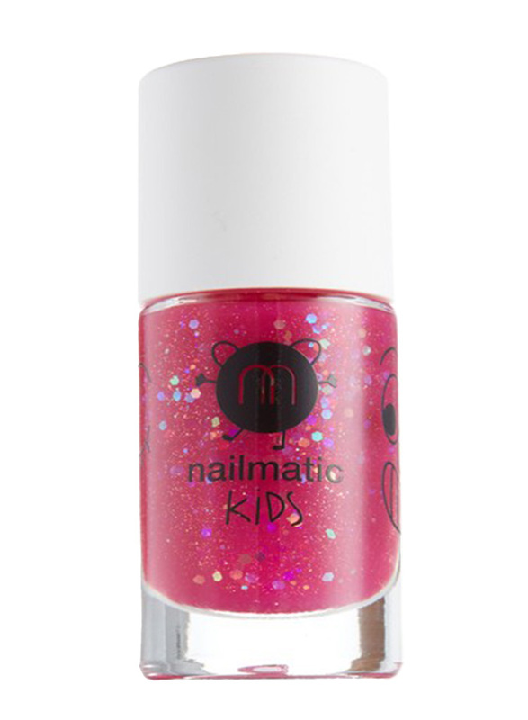 Nailmatic Kids Water Based Nail Polish, 8ml, Sheepy Raspberry Glitter, Pink
