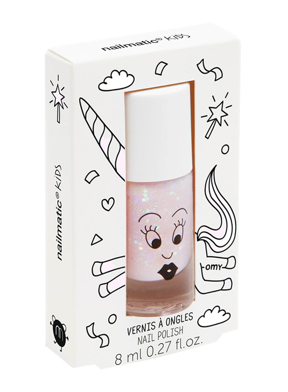 Nailmatic Kids Water Based Nail Polish, 8ml, Polly Light Pink Glitter