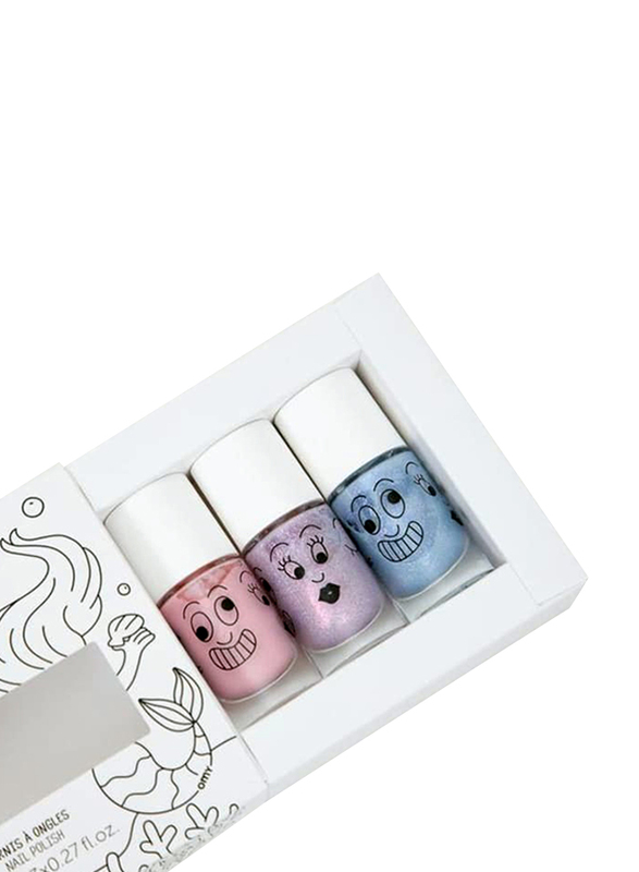 Nailmatic Kids 3-Piece Mermaid Water Based Nail Polish Set, 3 x 8 ml, Bella/Elliot/Merlin, Multicolor