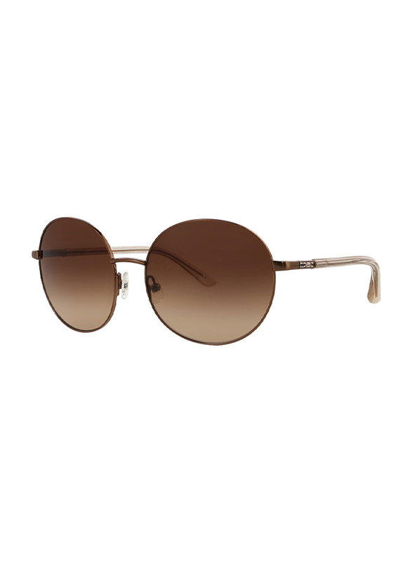 Badgley Mischka Noemie Full Rim Round Rose Gold Sunglasses for Women, Brown Lens, 55/16/130