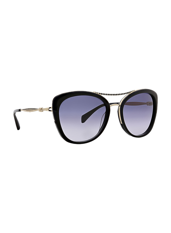 Badgley Mischka Adrienne Full Rim Butterfly Black Sunglasses for Women, Blue Lens, 55/17/135