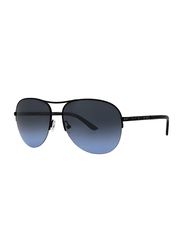 Badgley Mischka Emile Full Rim Aviator Black Sunglasses for Women, Blue Lens, 59/15/135