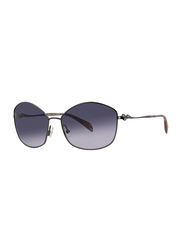Badgley Mischka Lynette Full Rim Hexagonal Gun Metal Sunglasses for Women, Navy Blue Lens, 60/16/130