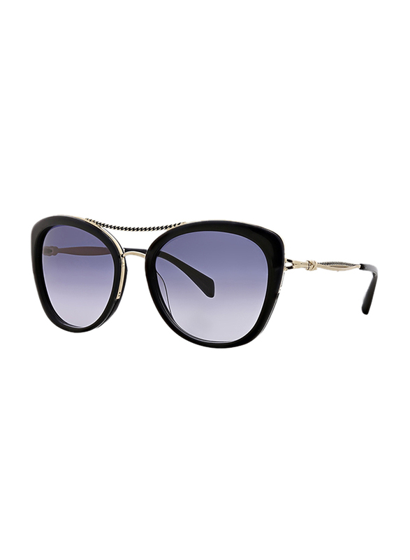 Badgley Mischka Adrienne Full Rim Butterfly Black Sunglasses for Women, Blue Lens, 55/17/135