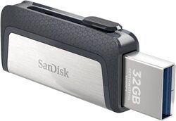 SanDisk 64GB Ultra Dual USB 3.1 Flash Drive, Grey/Silver