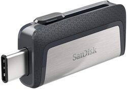 SanDisk 64GB Ultra Dual USB 3.1 Flash Drive, Grey/Silver