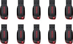 SanDisk 32GB x 10 Blade USB 2.0 Flash Drive, Black/Red