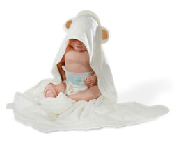 Bambo Hooded Towel White Bear ( 92 Bambo 8% Micro Fiber)