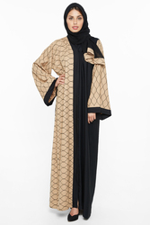Nukhbaa Print Abaya with Hijab, Mediumulticolour, XS