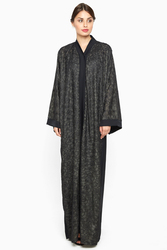 Nukhbaa Floral Net Abaya with Hijab, Black, Small