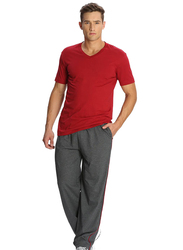 Jockey Men's 24X7 Jersey Pants Small, Charcoal Melange/Shanghai Red