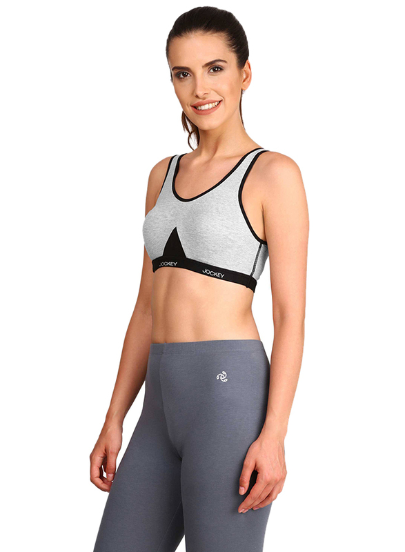 Jockey Evita Xena Active Bra, Light Grey Melange, Large